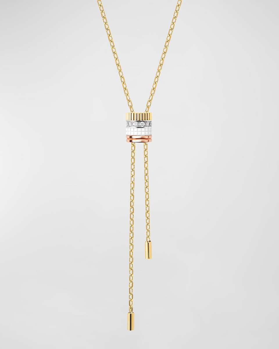 Quatre 18K Yellow Gold Ceramic and Diamond Large Tie Necklace